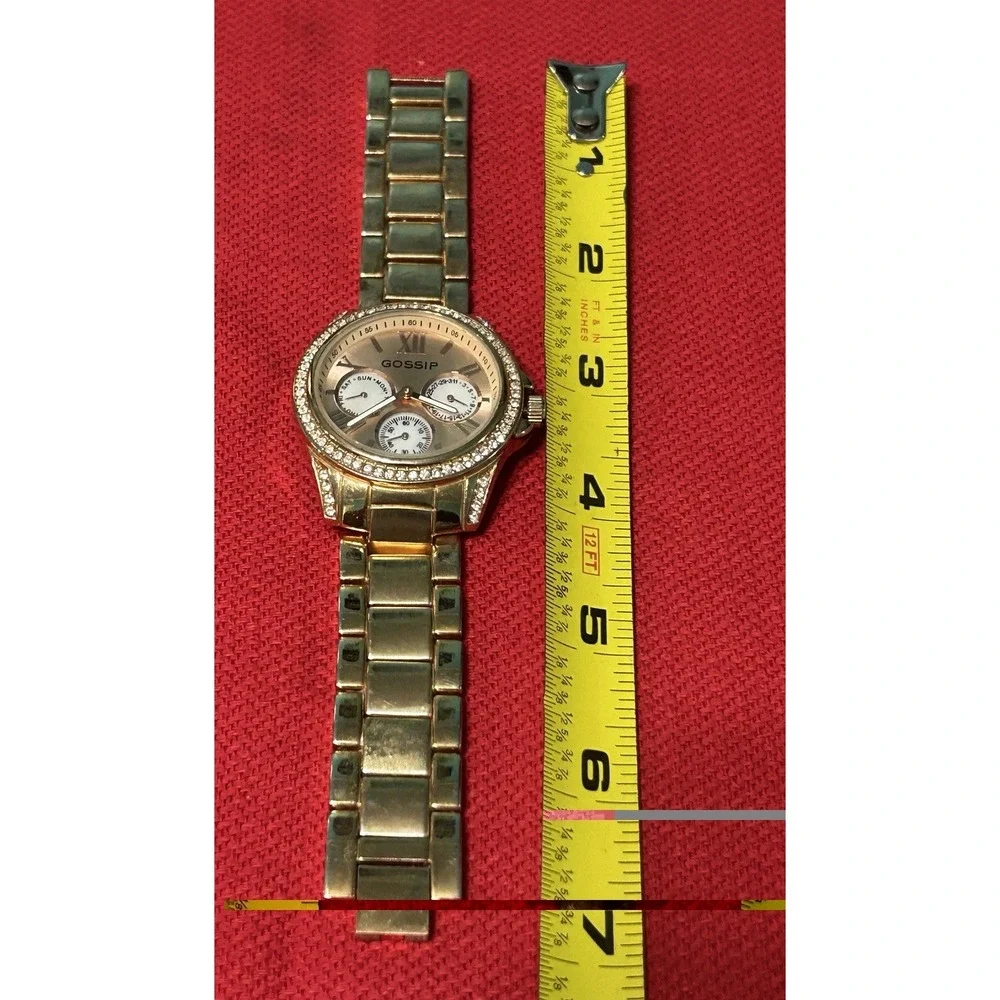 Gossip Day Date Crystal Accent Rose Gold Tone Watch New Battery
